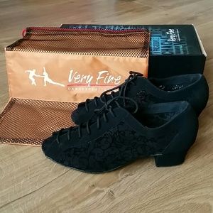 Very Fine Black Mesh 1.5" Latin Dance Shoes